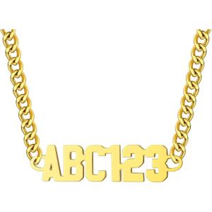 U7 Name Necklace Personalized, Stainless Steel 18K Gold Plated Nameplate Jewelry for Men Women, Multiple Name Necklace, Customized Initial Name Choker Necklace with Curb Chain(05.Custom Gold Name w 4mm Cuban Chain)