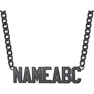 U7 Name Necklace Personalized, Stainless Steel 18K Gold Plated Nameplate Jewelry for Men Women, Multiple Name Necklace, Customized Initial Name Choker Necklace with Curb Chain(04.Custom Black Name & Chain Length 18-30 Inch)