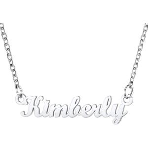 U7 Name Necklace Personalized, Stainless Steel 18K Gold Plated Nameplate Jewelry for Men Women, Multiple Name Necklace, Customized Initial Name Choker Necklace with Curb Chain(Kimberly-Stainless Color)