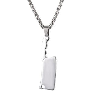 U7 Punk Necklaces Stainless Steel 18K Gold Plated Large Hip Hop Dagger/Knife/Sword/Steampunk Gear/Large Razor Blade Pendant Necklace for Men Women, Chain 22-24 Inches(12.Knife Stainless)