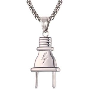 U7 Punk Necklaces Stainless Steel 18K Gold Plated Large Hip Hop Dagger/Knife/Sword/Steampunk Gear/Large Razor Blade Pendant Necklace for Men Women, Chain 22-24 Inches(08.Plug Stainless)