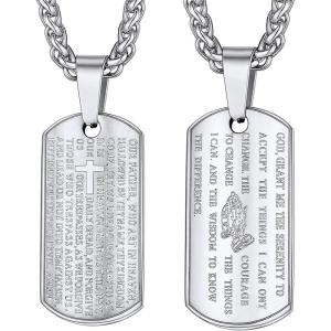 U7 Russian Orthodox Cross Pendant/Praying Hands/Ichthys Sign for Men Women Stainless Steel 18K Gold Plated Jesus Pendant Christian Religious Necklaces, Length 22″ Silver Black Gold(04 Praying Hands+Serenity Prayer/Steel)