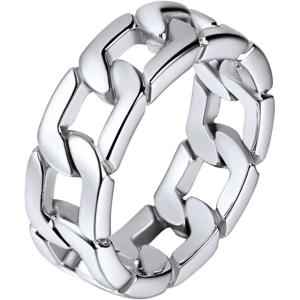 U7 Stainless Steel Mens Rings,7mm Gold/Black/Silver Chain Rings Fidget Spinner Ring Anxiety Ring for Men Women,Size 6-14(316L Stainless)