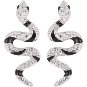U7 Stainless Steel/Black/18K Gold Plated Personalized Gothic Skull Studs Earrings, Snake Stud Earrings, Goat Devil Earrings, Wolf Earrings Halloween Earrings for Men Women(02 Snake-Platinum)