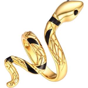 U7 Statement Rings for Women,Adjustable Leaf/Octopus/Snake Rings,Dainty Cocktail Party Jewelry(7.Gold(Snake))