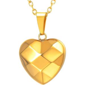 U7 Tiny Heart Necklace for Women, Stainless Steel 18K Gold/Black/Rose Gold Plated Link Chain Dainty Love Hearts Pendant Necklaces(3D Heart gold)