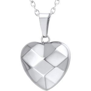 U7 Tiny Heart Necklace for Women, Stainless Steel 18K Gold/Black/Rose Gold Plated Link Chain Dainty Love Hearts Pendant Necklaces(3D Heart stainless)