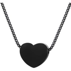 U7 Tiny Heart Necklace for Women, Stainless Steel 18K Gold/Black/Rose Gold Plated Link Chain Dainty Love Hearts Pendant Necklaces(Heart choker black)