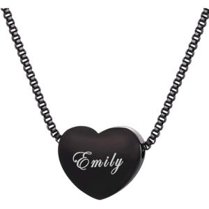 U7 Tiny Heart Necklace for Women, Stainless Steel 18K Gold/Black/Rose Gold Plated Link Chain Dainty Love Hearts Pendant Necklaces(Heart choker black-customized)