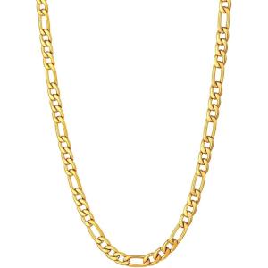 U7 Twisted Rope Chain, Figaro Chain, Men Stainless Steel Necklace and Bracelet Set, 3mm 5mm 6mm 9mm Black Gold Silver Chains Necklaces for Men Women 16″-30″(c. 5mm Gold)