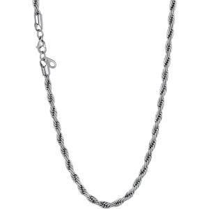 U7 Twisted Rope Chain, Figaro Chain, Men Stainless Steel Necklace and Bracelet Set, 3mm 5mm 6mm 9mm Black Gold Silver Chains Necklaces for Men Women 16″-30″(d. 3mm Silver)