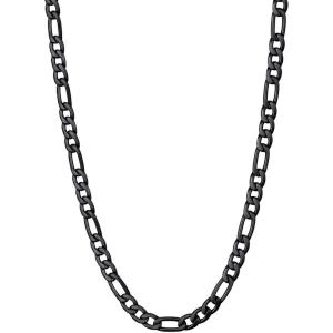 U7 Twisted Rope Chain, Figaro Chain, Men Stainless Steel Necklace and Bracelet Set, 3mm 5mm 6mm 9mm Black Gold Silver Chains Necklaces for Men Women 16″-30″(c. 5mm Black)