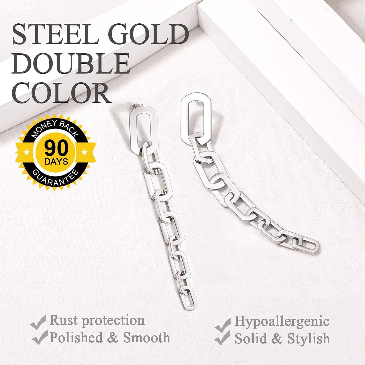 imageTrendy Gold Plated Hoop Dangle Cuff Earrings for Women with Surgical Post