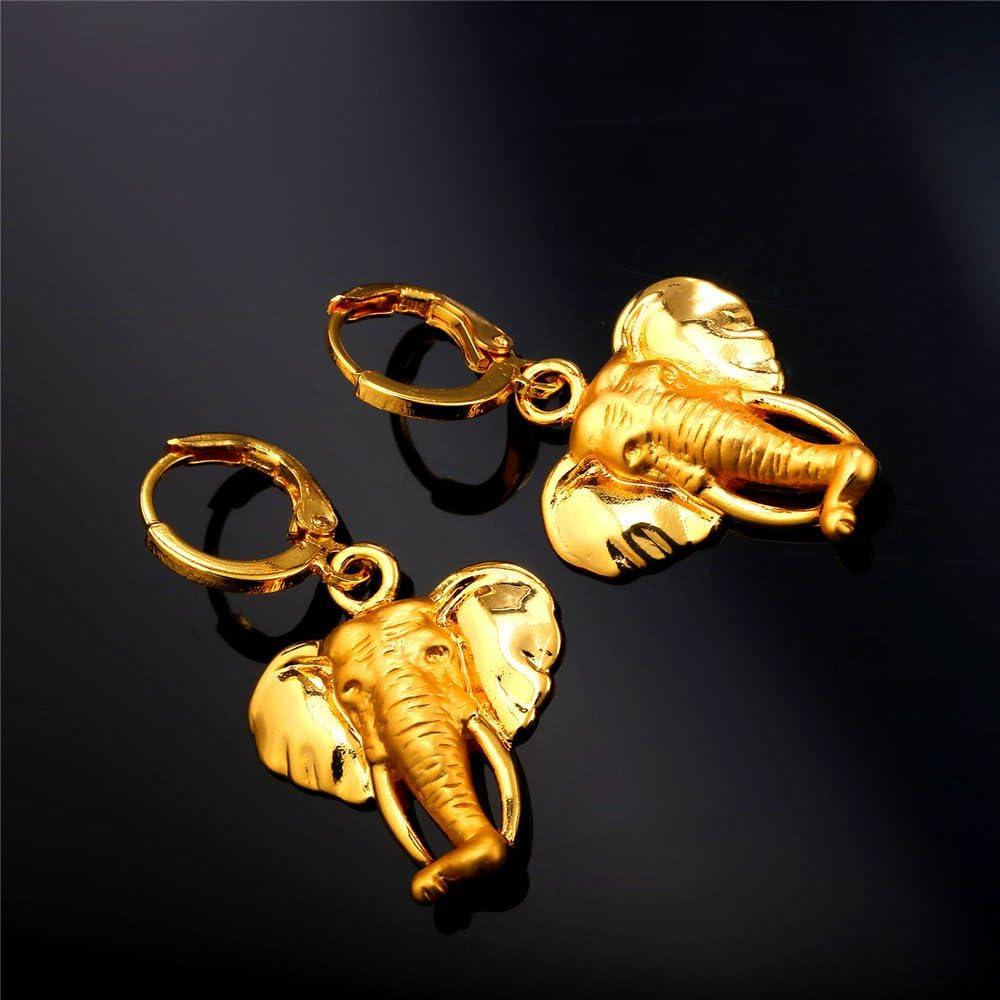 imageU7 African Jewelry Women 18K Gold Plated Elephant Drop Earrings