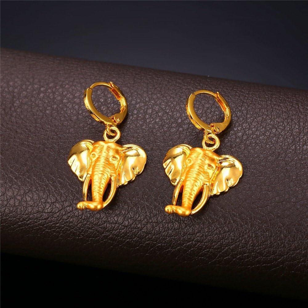 imageU7 African Jewelry Women 18K Gold Plated Elephant Drop Earrings