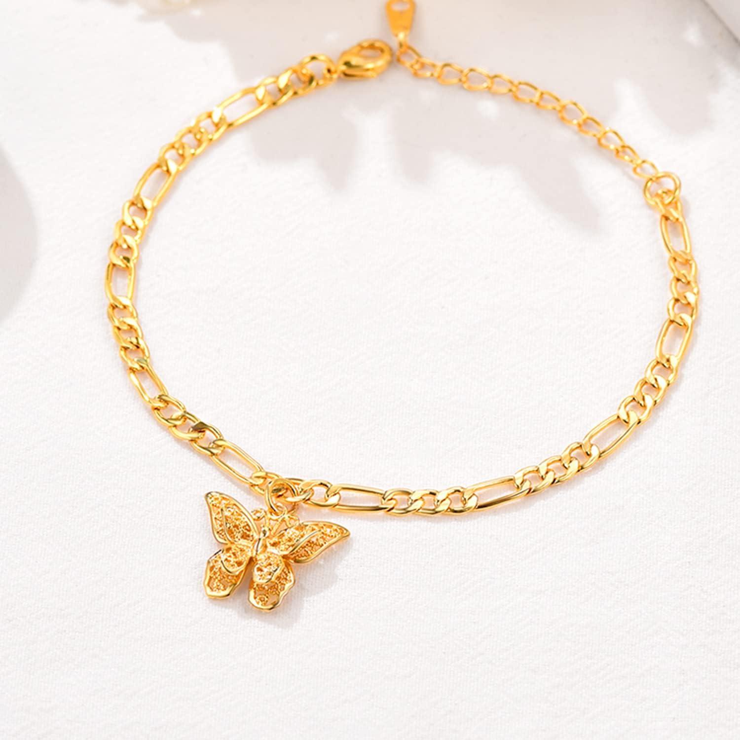 imageU7 Butterfly Anklets for Women Dainty Figaro Ankle Chain Bracelet for Teen Grils Summer Beach Foot Chain Jewelry