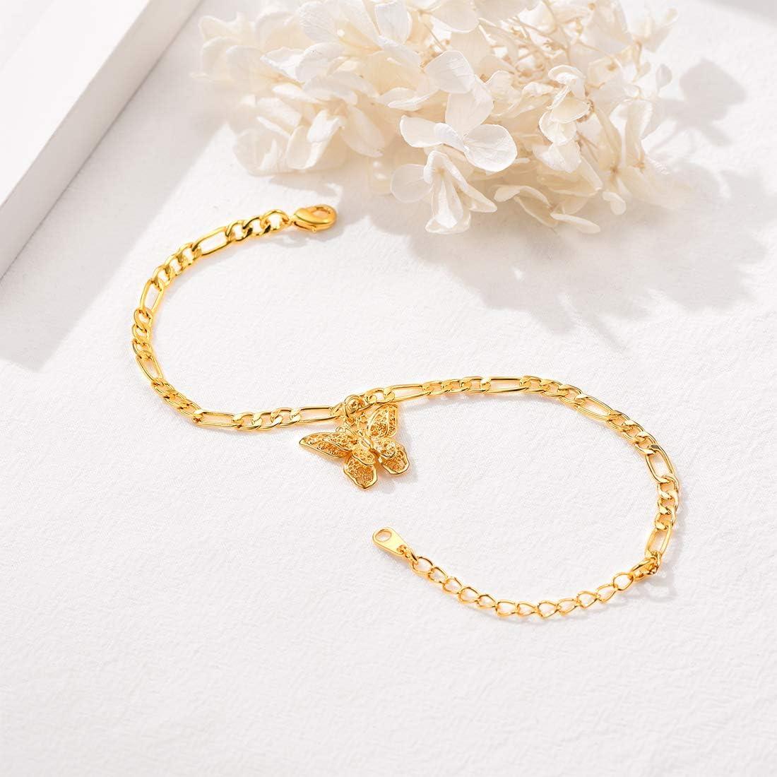 imageU7 Butterfly Anklets for Women Dainty Figaro Ankle Chain Bracelet for Teen Grils Summer Beach Foot Chain Jewelry