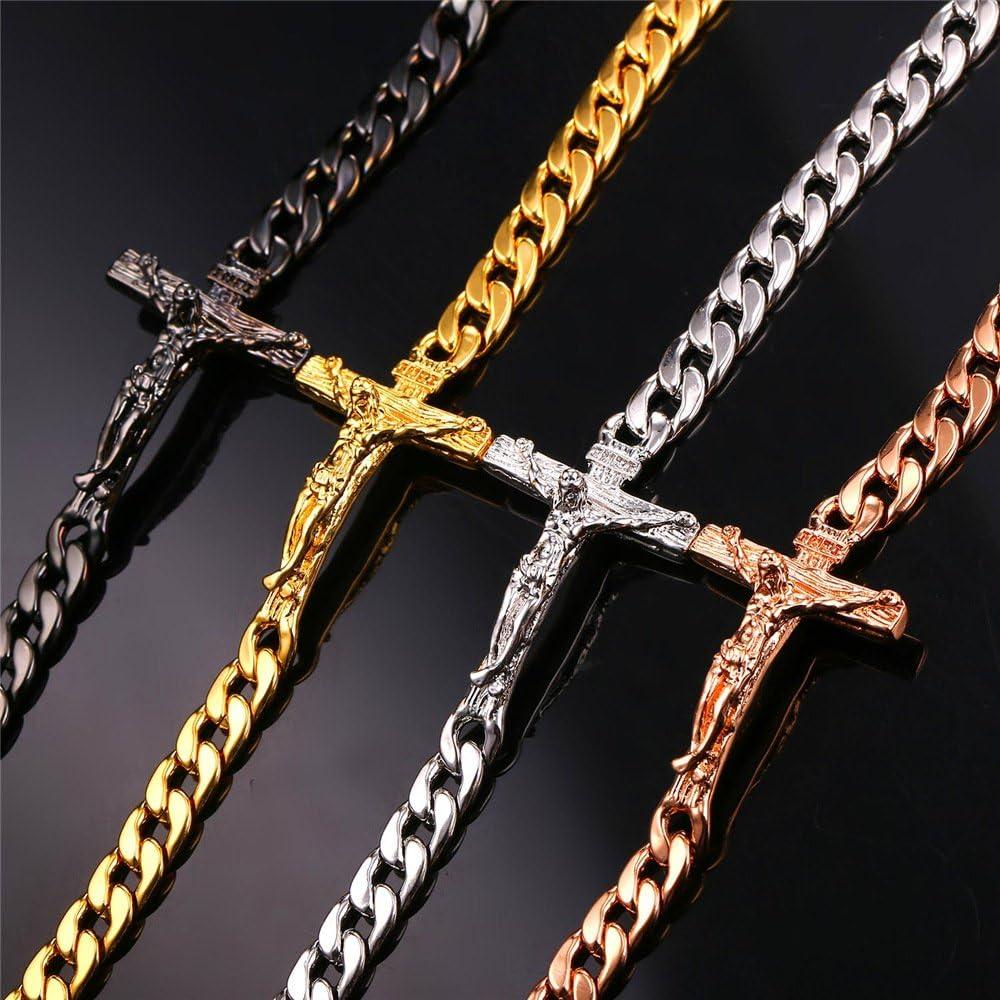 imageU7 Cross Link Bracelet Stainless Steel 18K Gold Plated Christian Bracelet for Men Women