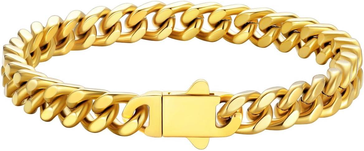 imageU7 Cuban Link Bracelets for Men Stainless Steel Wrist Bracelet Silver Black Gold Cuban Hand Chain Bracelet for Mens Women 57912mm Width 75839 Inch Length Classic Jewelry with Box Packed83 Inches