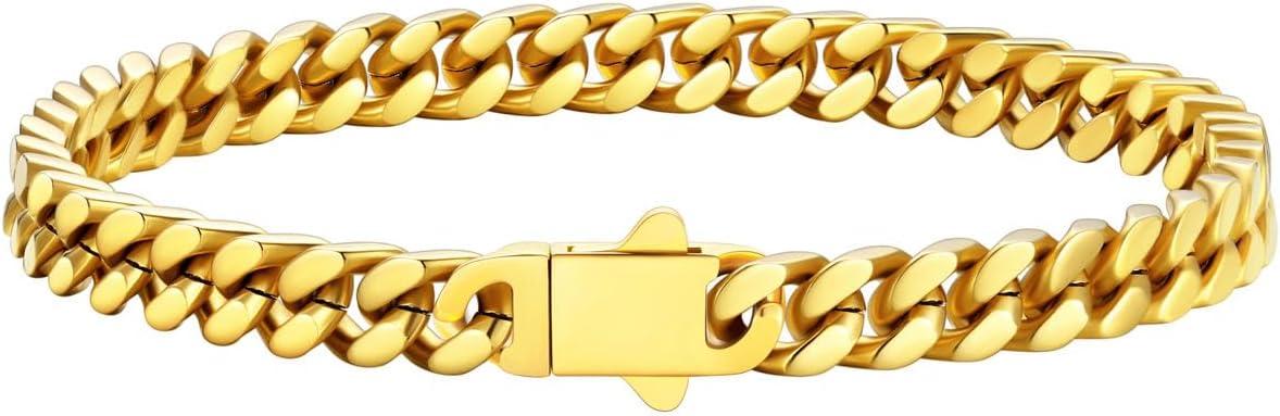 imageU7 Cuban Link Bracelets for Men Stainless Steel Wrist Bracelet Silver Black Gold Cuban Hand Chain Bracelet for Mens Women 57912mm Width 75839 Inch Length Classic Jewelry with Box Packed83 Inches