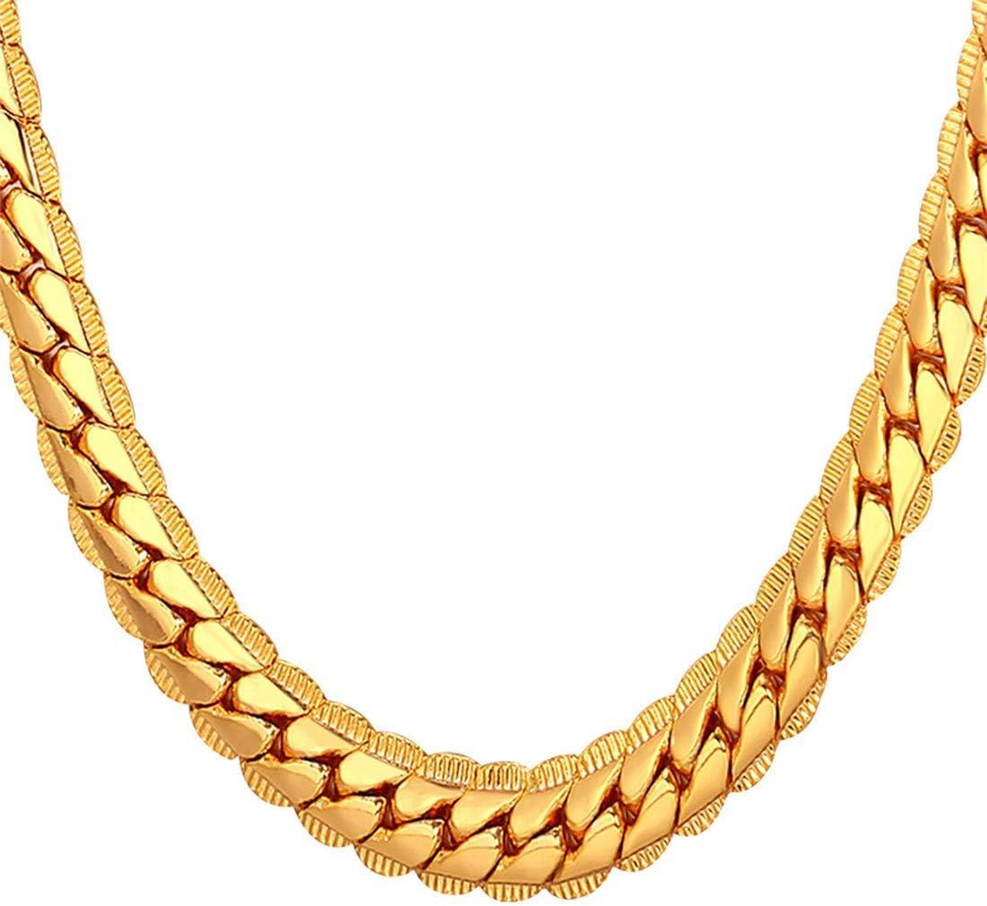 imageU7 Men Stainless Steel Necklace Cuban Link Chain Flat Curb Chain Necklaces Unisex SilverBlackGold Plated Chunky Hip Hop Neck Chain 6mm9mm Width 1832 Inches Length Jewelry for Mens Womenb 9mm Gold