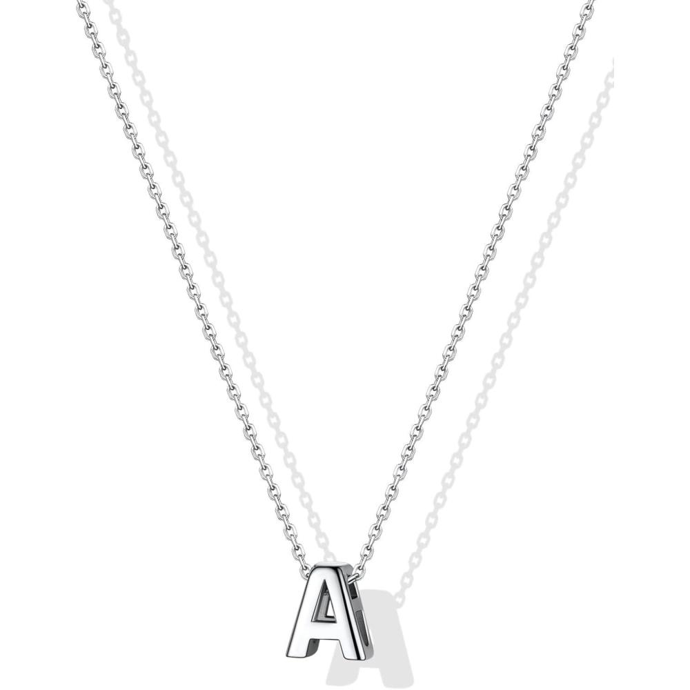 imageSILVERCUTE Small Sterling Silver Initial Necklace for WomenDainty Silver Letter Necklace with Adjustable Chain16quot18quotA