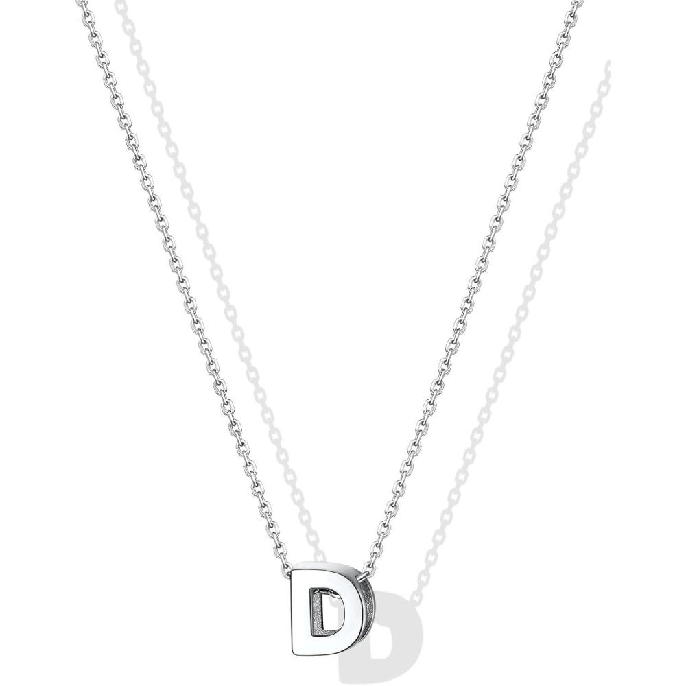 imageSILVERCUTE Small Sterling Silver Initial Necklace for WomenDainty Silver Letter Necklace with Adjustable Chain16quot18quotD