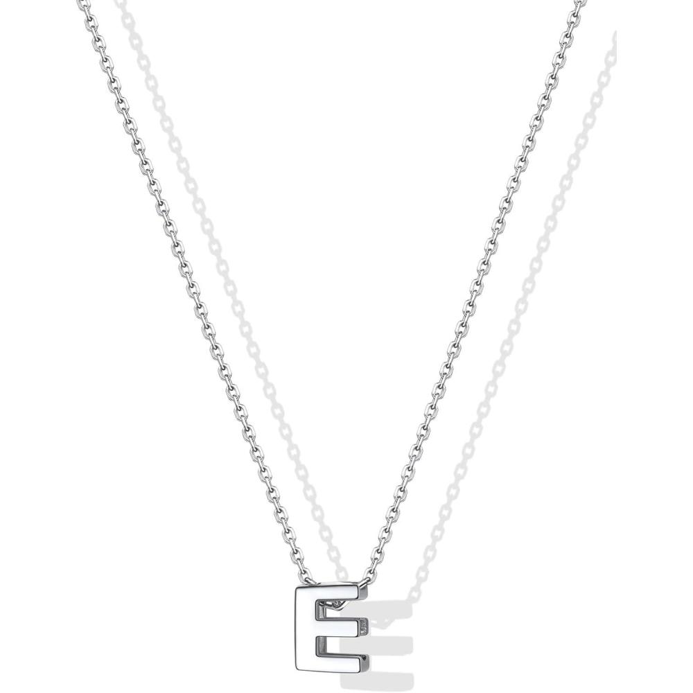 imageSILVERCUTE Small Sterling Silver Initial Necklace for WomenDainty Silver Letter Necklace with Adjustable Chain16quot18quotE