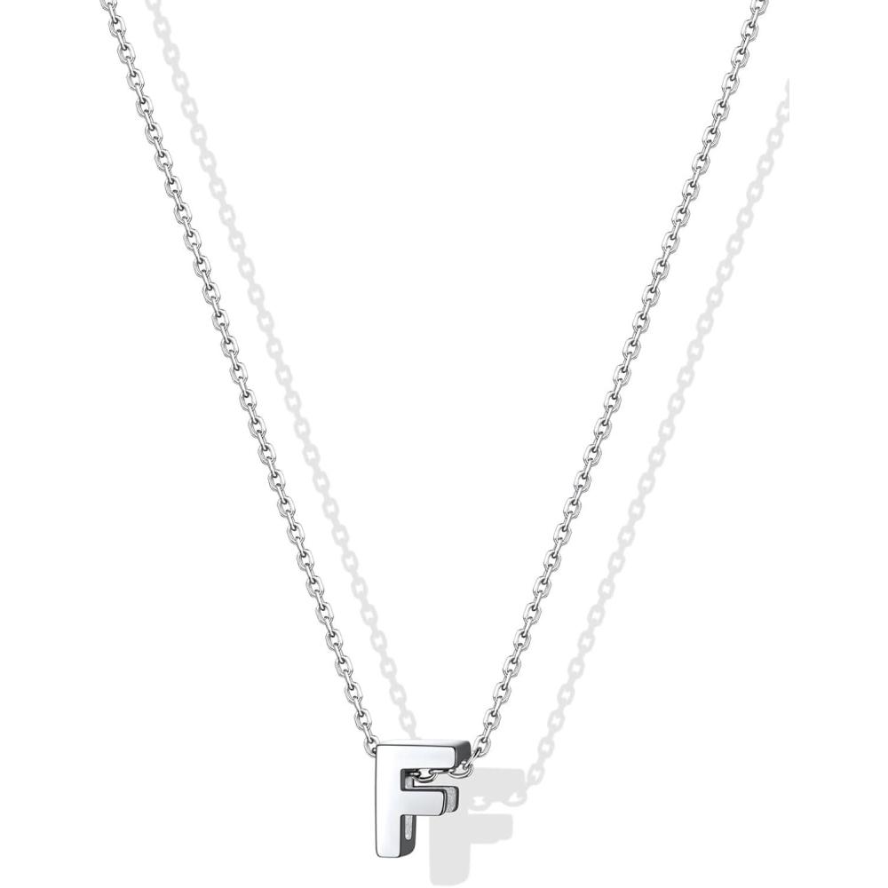 imageSILVERCUTE Small Sterling Silver Initial Necklace for WomenDainty Silver Letter Necklace with Adjustable Chain16quot18quotF