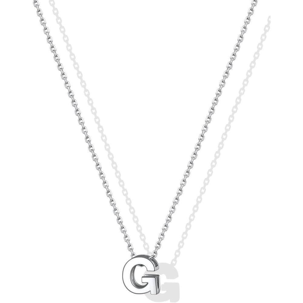 imageSILVERCUTE Small Sterling Silver Initial Necklace for WomenDainty Silver Letter Necklace with Adjustable Chain16quot18quotG