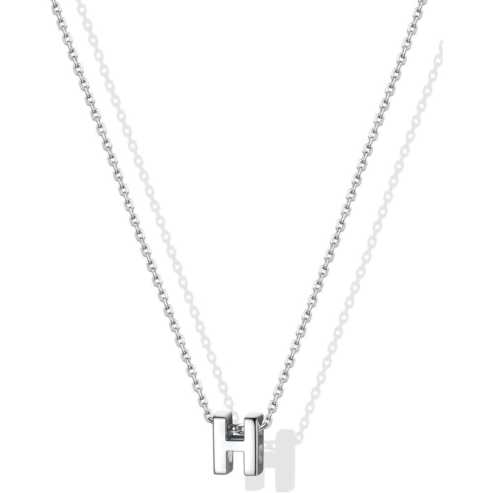 imageSILVERCUTE Small Sterling Silver Initial Necklace for WomenDainty Silver Letter Necklace with Adjustable Chain16quot18quotH