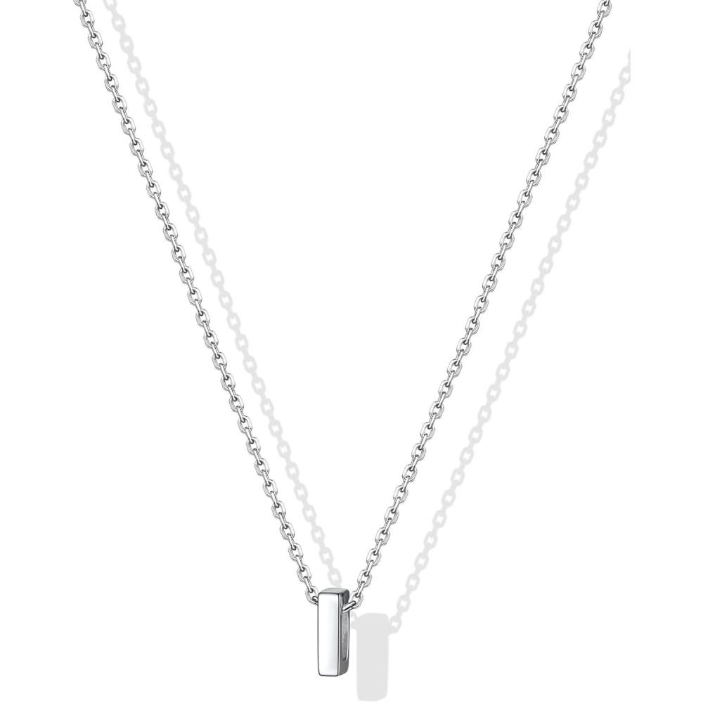 imageSILVERCUTE Small Sterling Silver Initial Necklace for WomenDainty Silver Letter Necklace with Adjustable Chain16quot18quotI