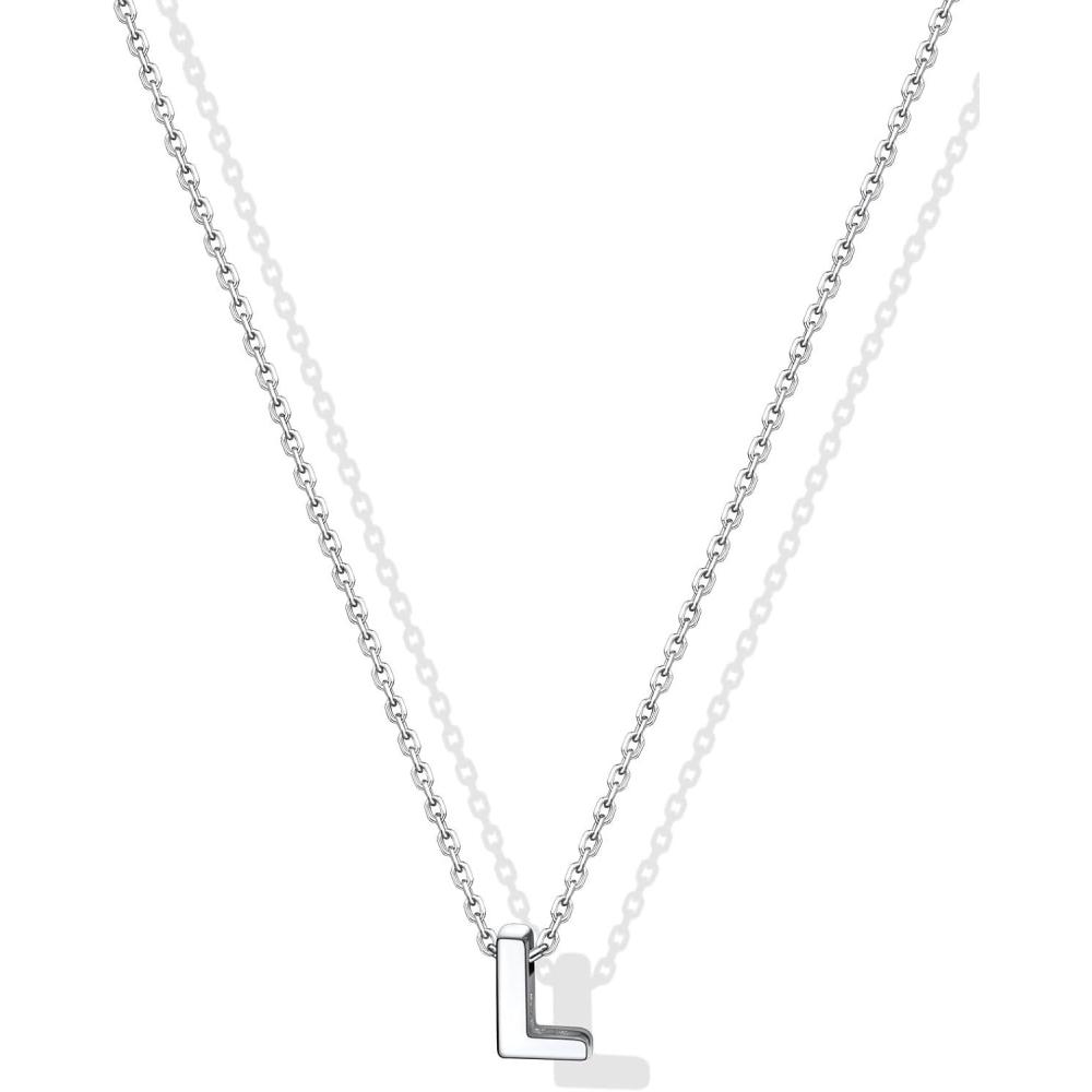 imageSILVERCUTE Small Sterling Silver Initial Necklace for WomenDainty Silver Letter Necklace with Adjustable Chain16quot18quotL