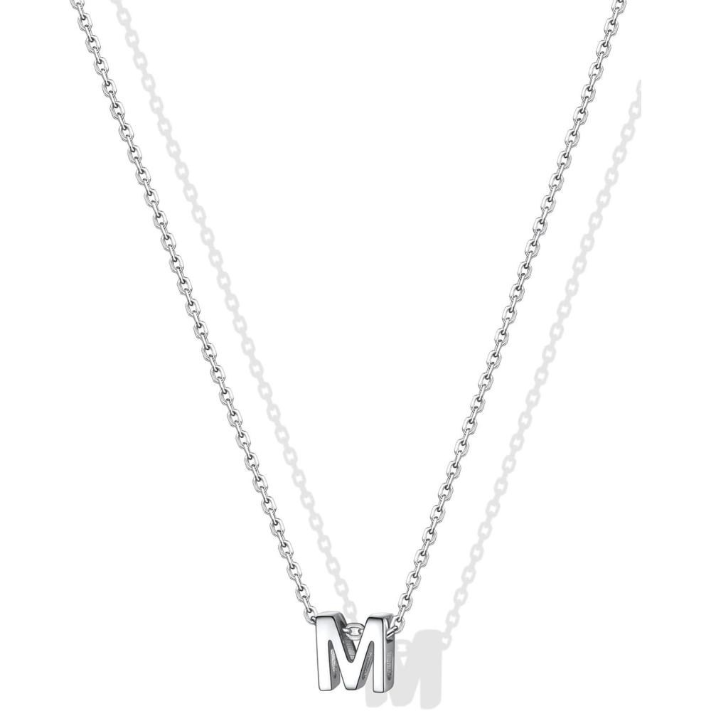 imageSILVERCUTE Small Sterling Silver Initial Necklace for WomenDainty Silver Letter Necklace with Adjustable Chain16quot18quotM