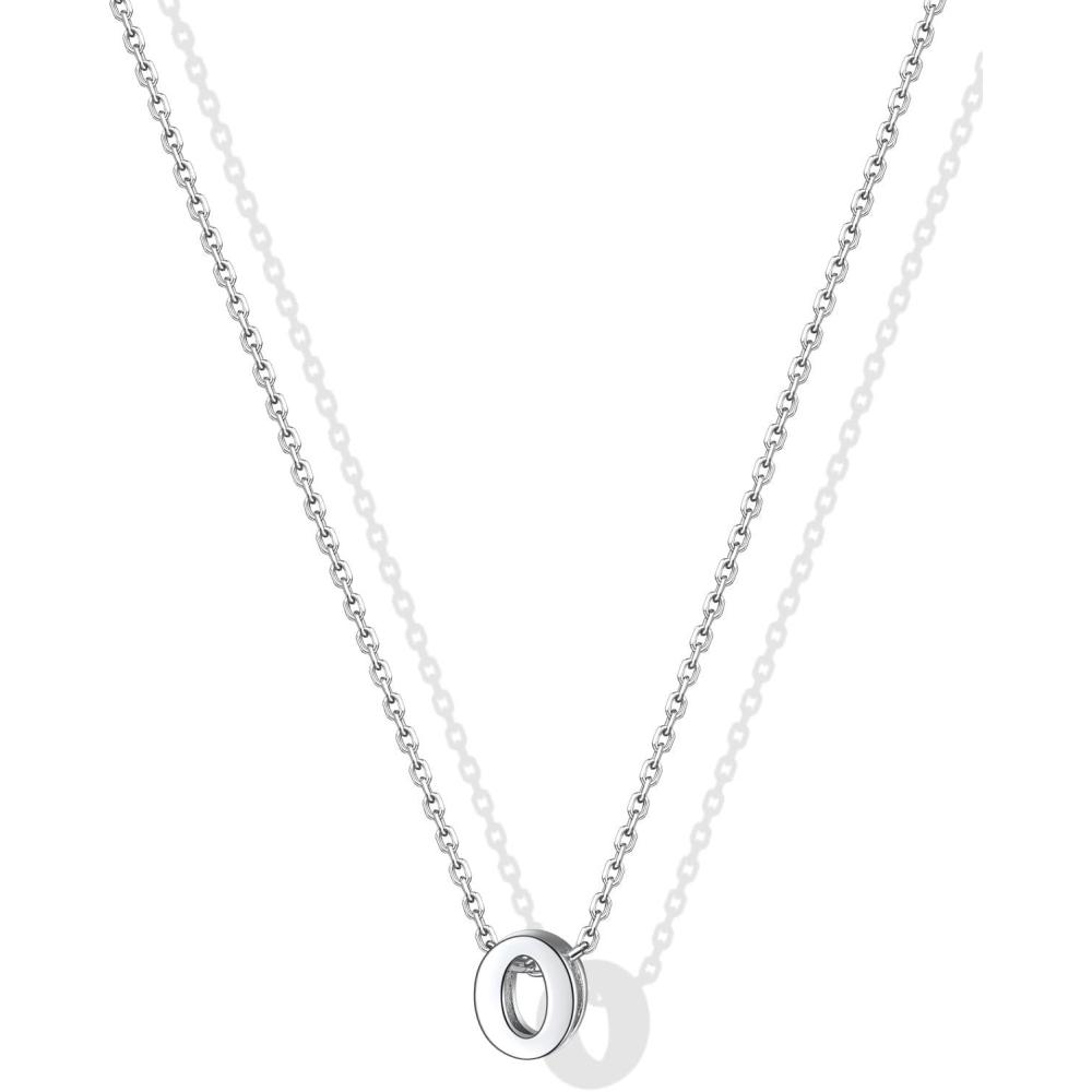 imageSILVERCUTE Small Sterling Silver Initial Necklace for WomenDainty Silver Letter Necklace with Adjustable Chain16quot18quotO