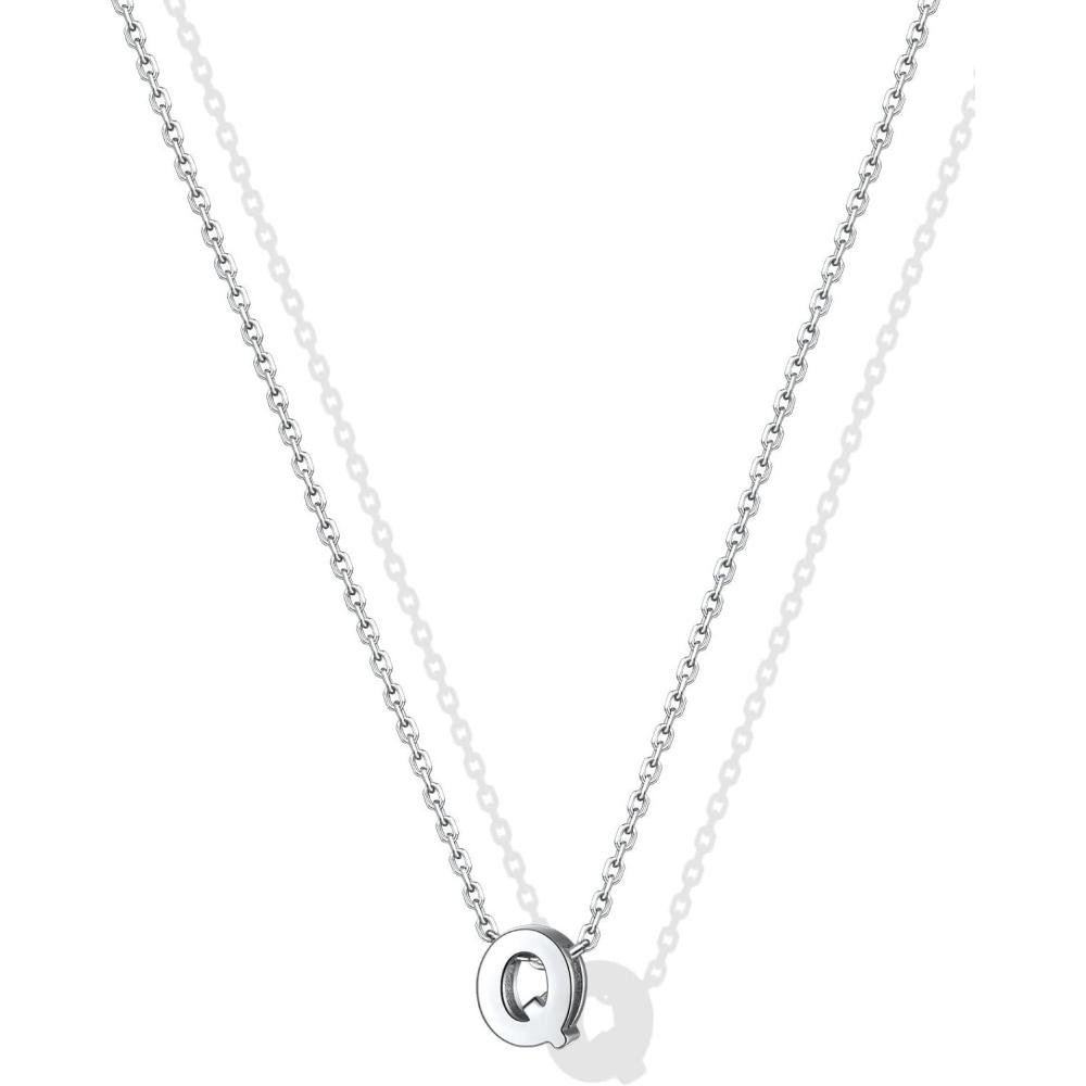 imageSILVERCUTE Small Sterling Silver Initial Necklace for WomenDainty Silver Letter Necklace with Adjustable Chain16quot18quotQ