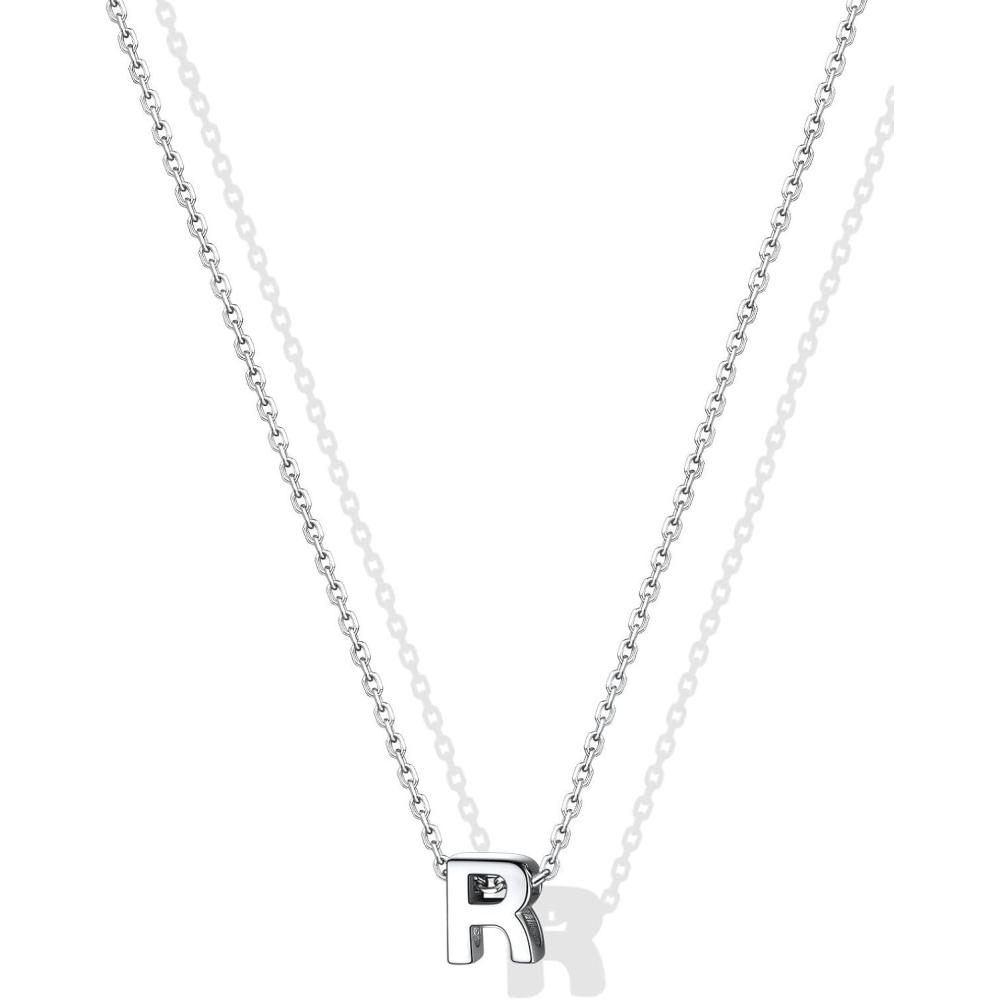 imageSILVERCUTE Small Sterling Silver Initial Necklace for WomenDainty Silver Letter Necklace with Adjustable Chain16quot18quotR