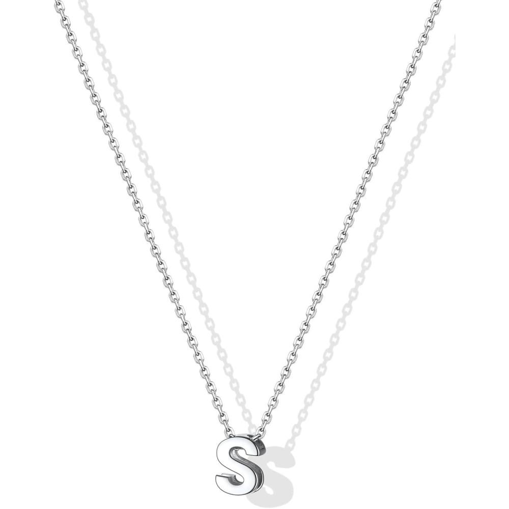 imageSILVERCUTE Small Sterling Silver Initial Necklace for WomenDainty Silver Letter Necklace with Adjustable Chain16quot18quotS