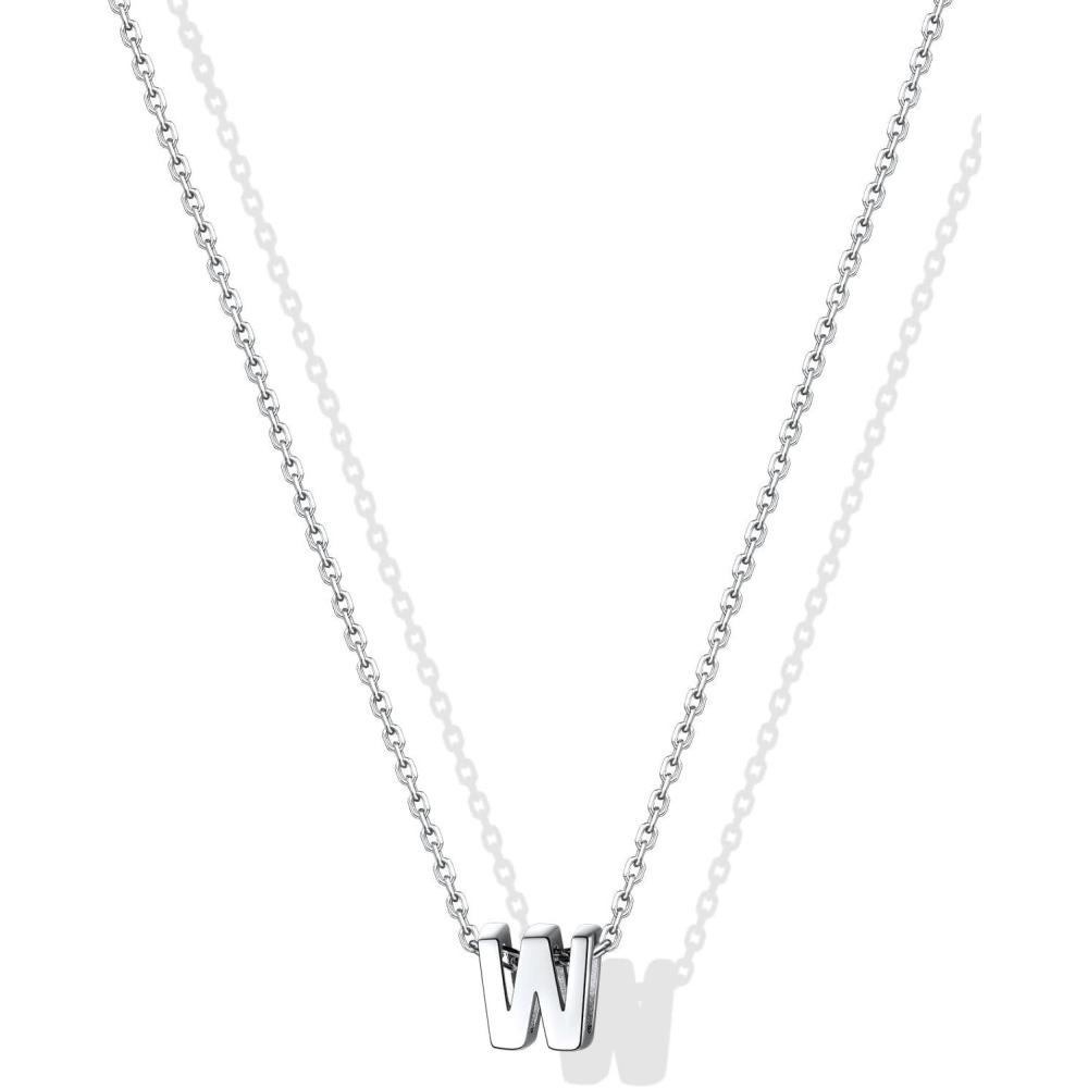 imageSILVERCUTE Small Sterling Silver Initial Necklace for WomenDainty Silver Letter Necklace with Adjustable Chain16quot18quotW