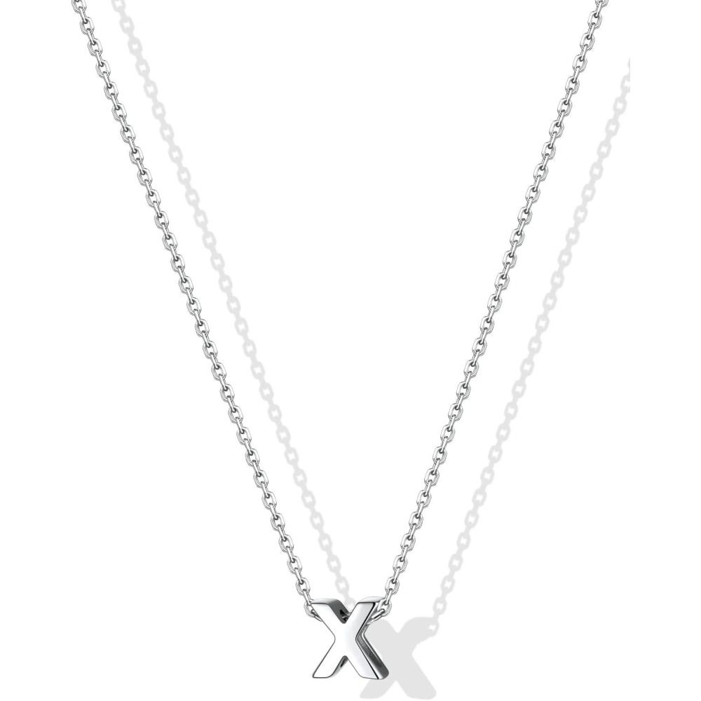 imageSILVERCUTE Small Sterling Silver Initial Necklace for WomenDainty Silver Letter Necklace with Adjustable Chain16quot18quotX