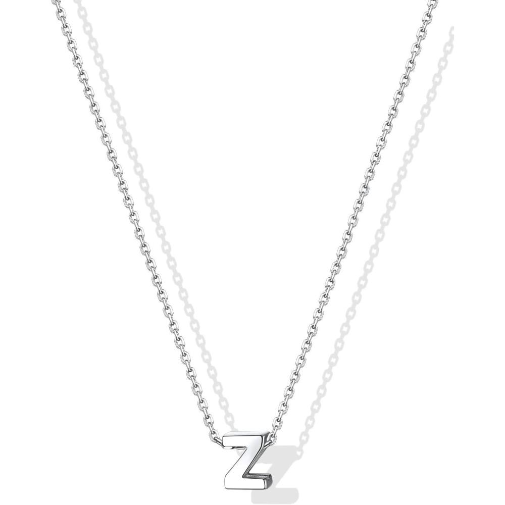 imageSILVERCUTE Small Sterling Silver Initial Necklace for WomenDainty Silver Letter Necklace with Adjustable Chain16quot18quotZ