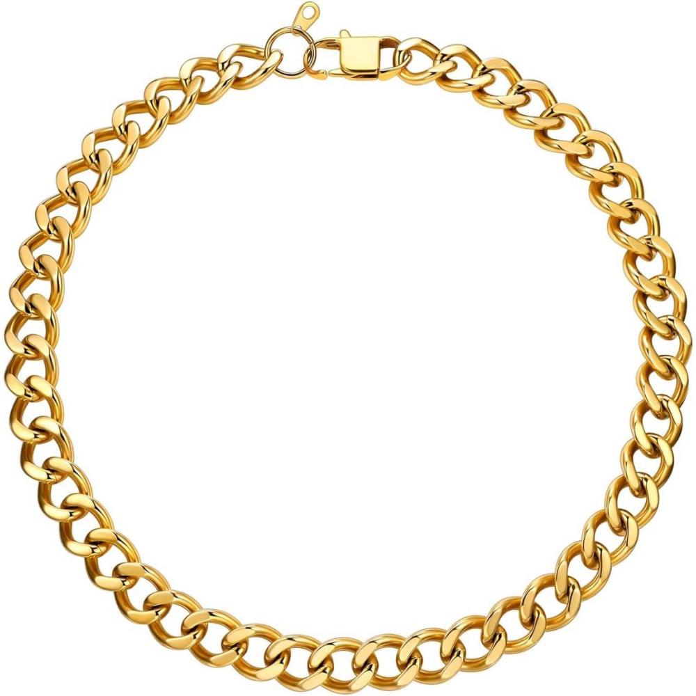 imageU7 Chunky Cuban Link Chain for Women Stainless Steel Chain Necklace Dainty 14K GoldSilver Thick Trendy Punk Hip Hop Cuban Chain 12mm16mm20mm12mmGold