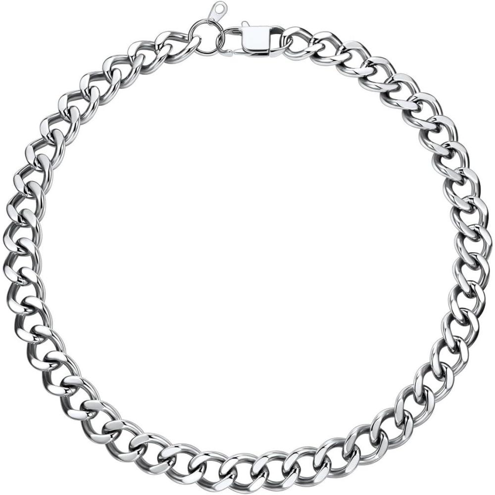 imageU7 Chunky Cuban Link Chain for Women Stainless Steel Chain Necklace Dainty 14K GoldSilver Thick Trendy Punk Hip Hop Cuban Chain 12mm16mm20mm12mmSilver