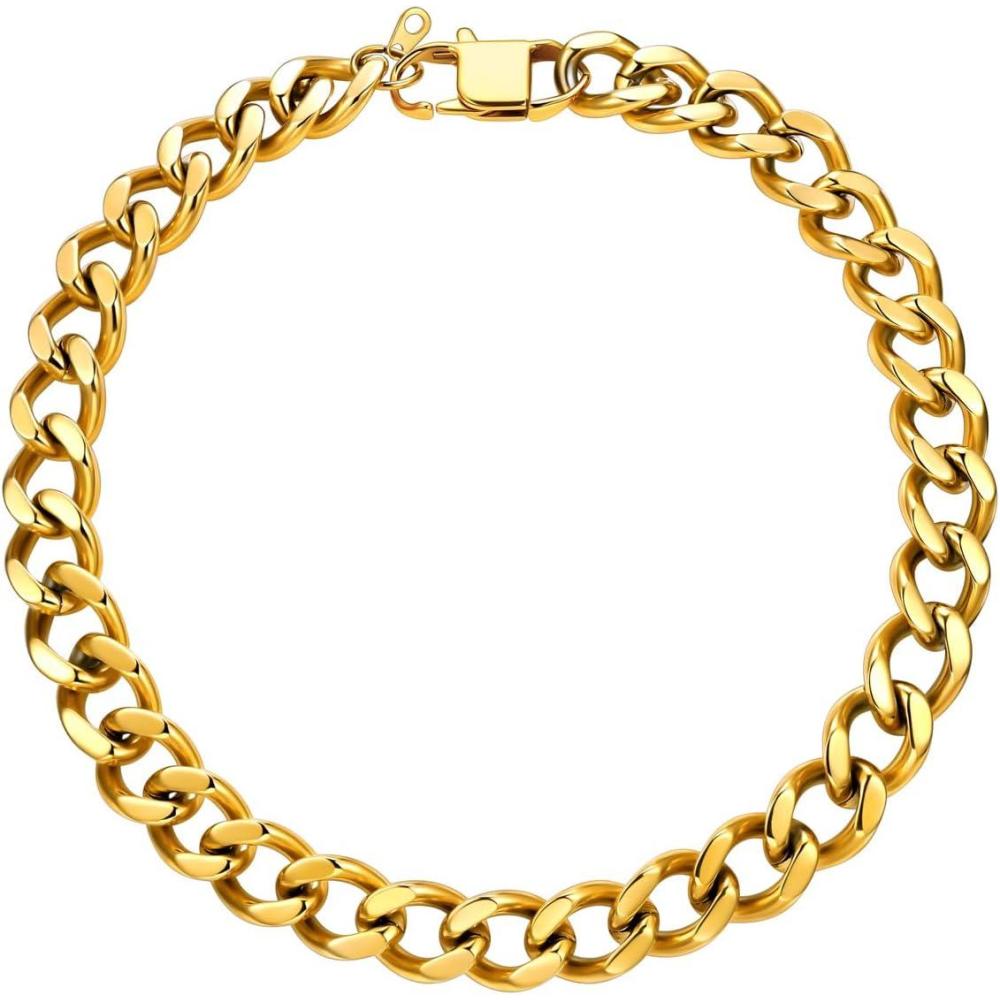 imageU7 Chunky Cuban Link Chain for Women Stainless Steel Chain Necklace Dainty 14K GoldSilver Thick Trendy Punk Hip Hop Cuban Chain 12mm16mm20mm16mmGold