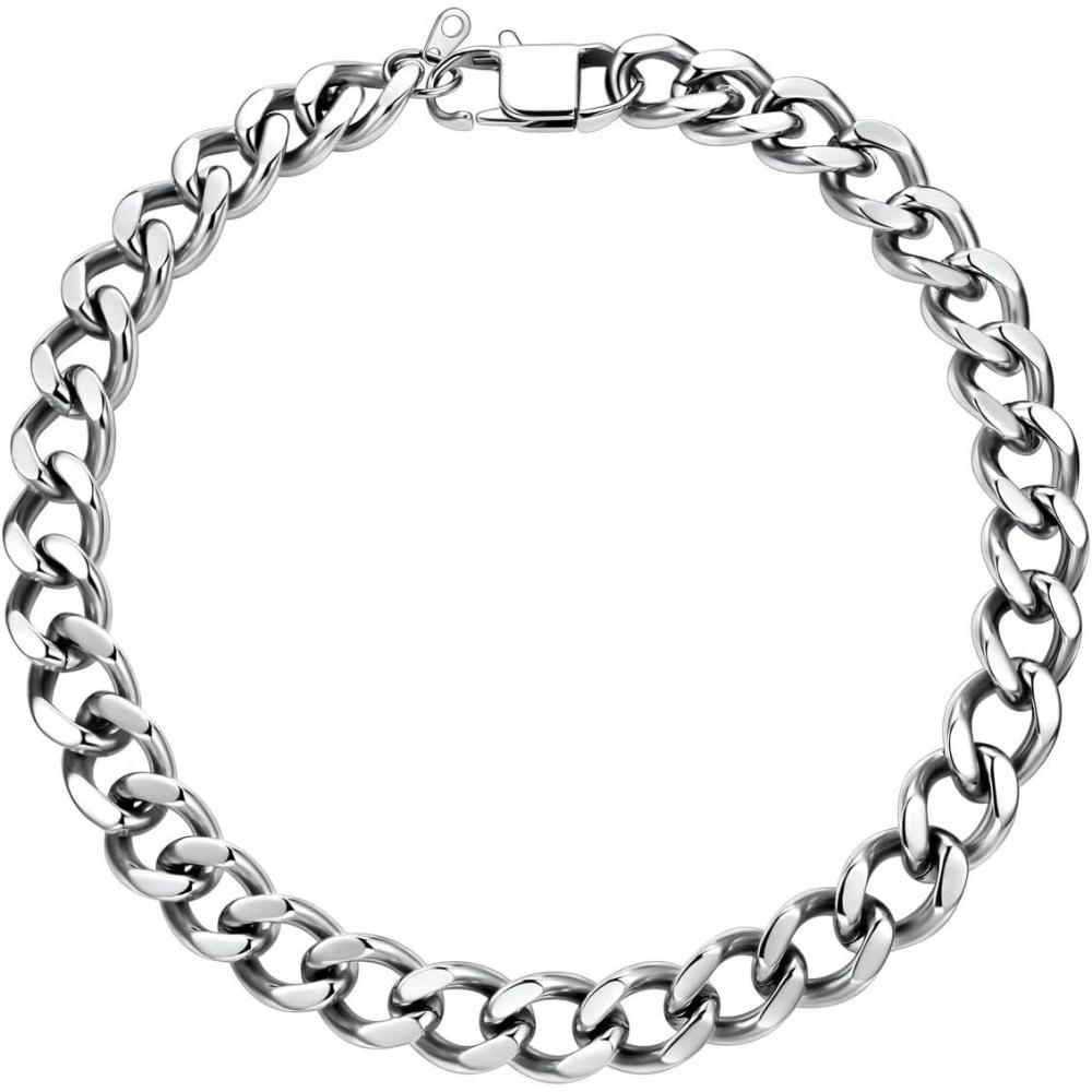 imageU7 Chunky Cuban Link Chain for Women Stainless Steel Chain Necklace Dainty 14K GoldSilver Thick Trendy Punk Hip Hop Cuban Chain 12mm16mm20mm16mmSilver
