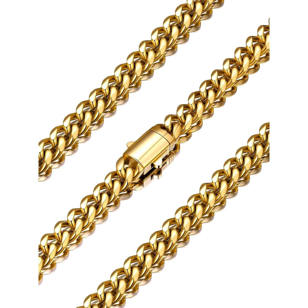 imageU7 Cuban Link Chain Necklace for Men Stainless SteelBlackGold Mens Necklaces Chunky Curb Chain Necklace in 6912mm Width 1830 Inches Thick Choker Jewelry with Box Packedc 6mm Gold