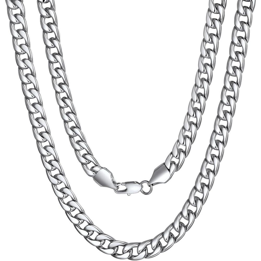 imageU7 Cuban Link Chain for Men Women Stainless Steel Curb Necklace 791215 MM Chunky Chain SilverGoldBlack Mens Hip Hop Jewelry 1830a 7mmsilver