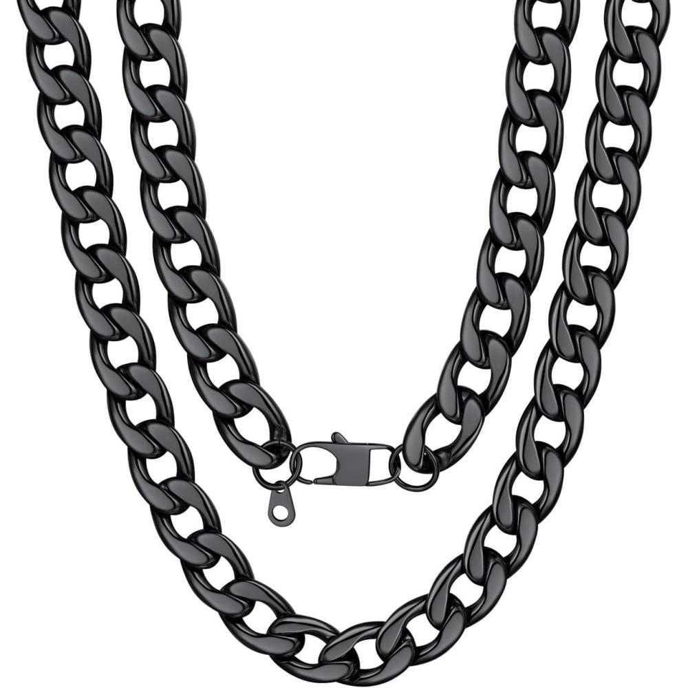 imageU7 Cuban Link Chain for Men Women Stainless Steel Curb Necklace 791215 MM Chunky Chain SilverGoldBlack Mens Hip Hop Jewelry 1830d 15mmblack