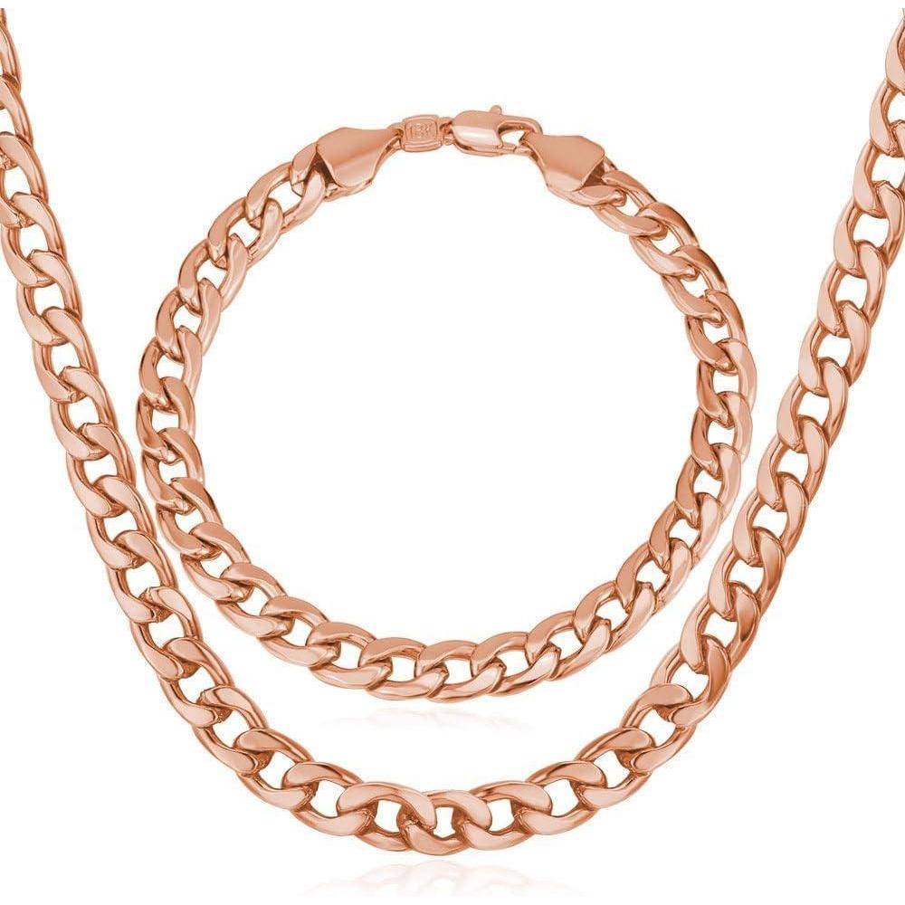 imageU7 Cuban Link Chain for Men Women Stainless Steel Curb Necklace 791215 MM Chunky Chain SilverGoldBlack Mens Hip Hop Jewelry 1830h7mmrose goldcuban chain set