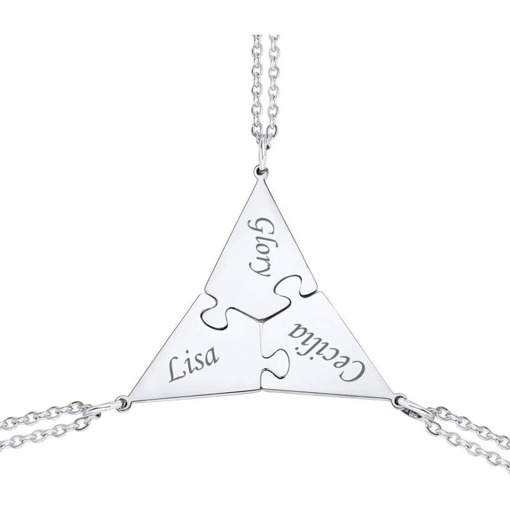imageU7 Custom BFF Necklaces for Women18K Gold Plated FriendshipFamily Jewelry Personalized Name Puzzle Pieces Pendant Necklace3 SetSteel